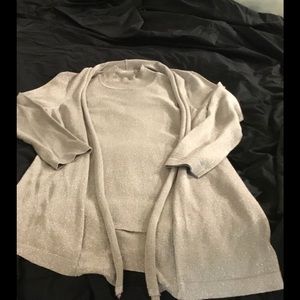 Cardigan W/ sleeveless sweater. Grey w/ silver